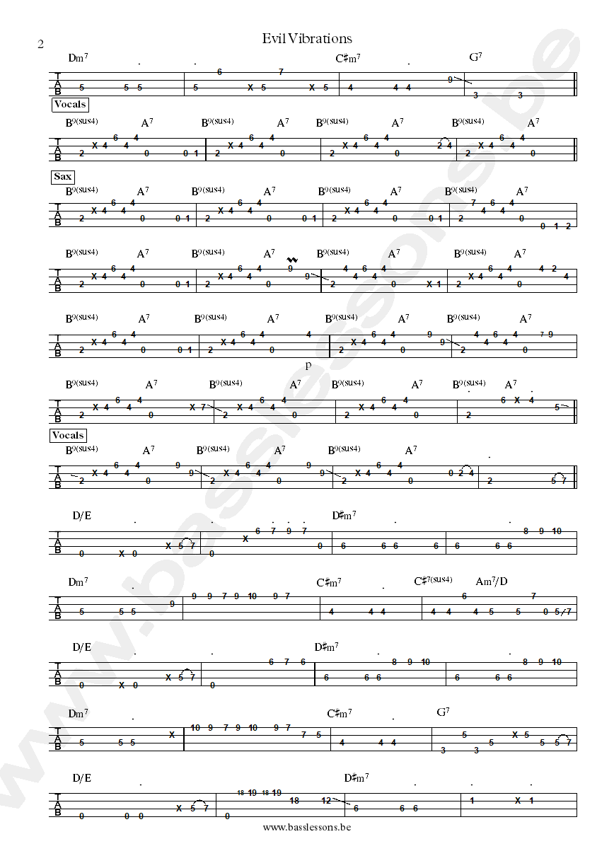 Mighty Ryeders Evil vibrations bass tab part 2