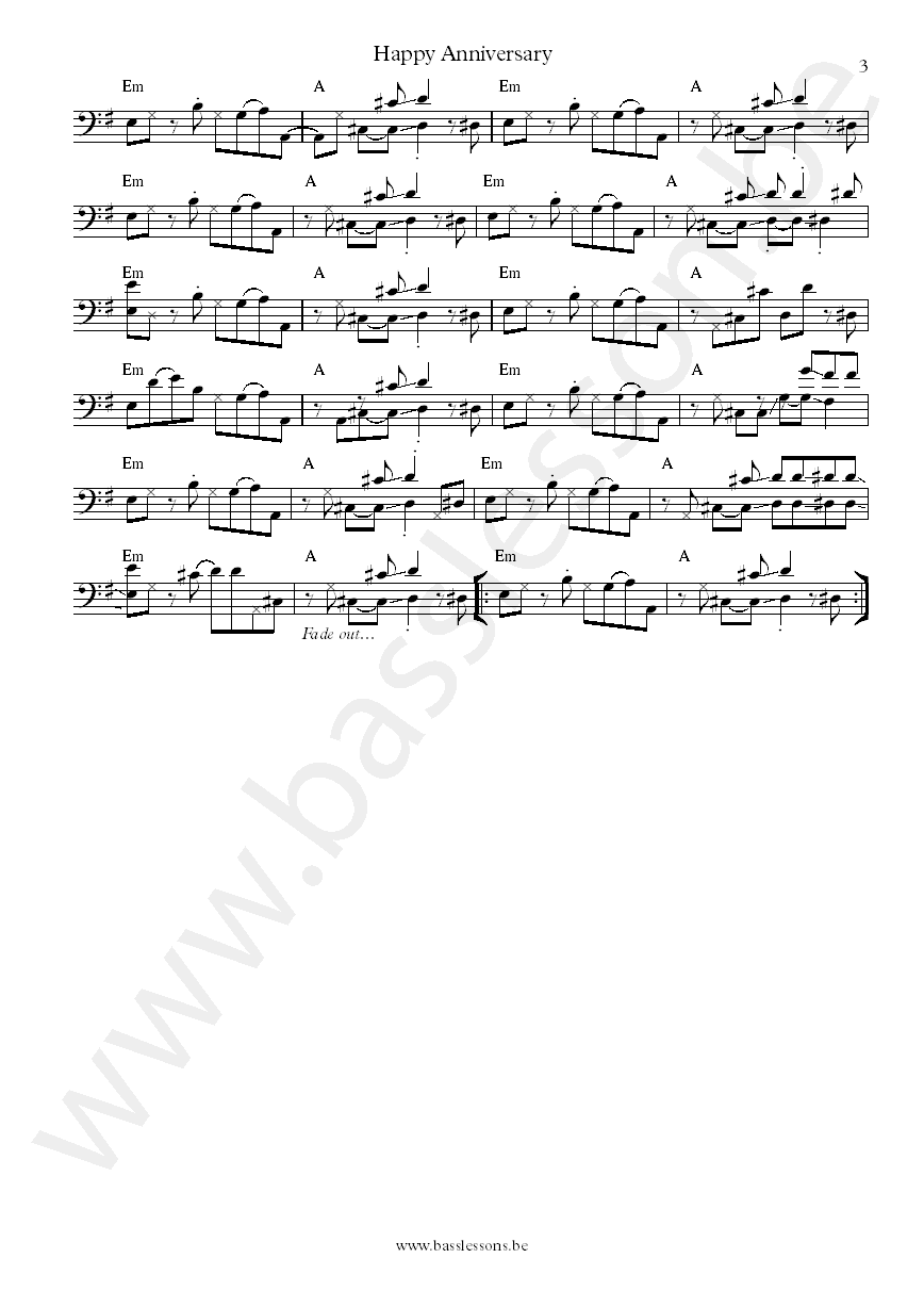 Little Rive r Band Happy anniversary bass transcription part 3