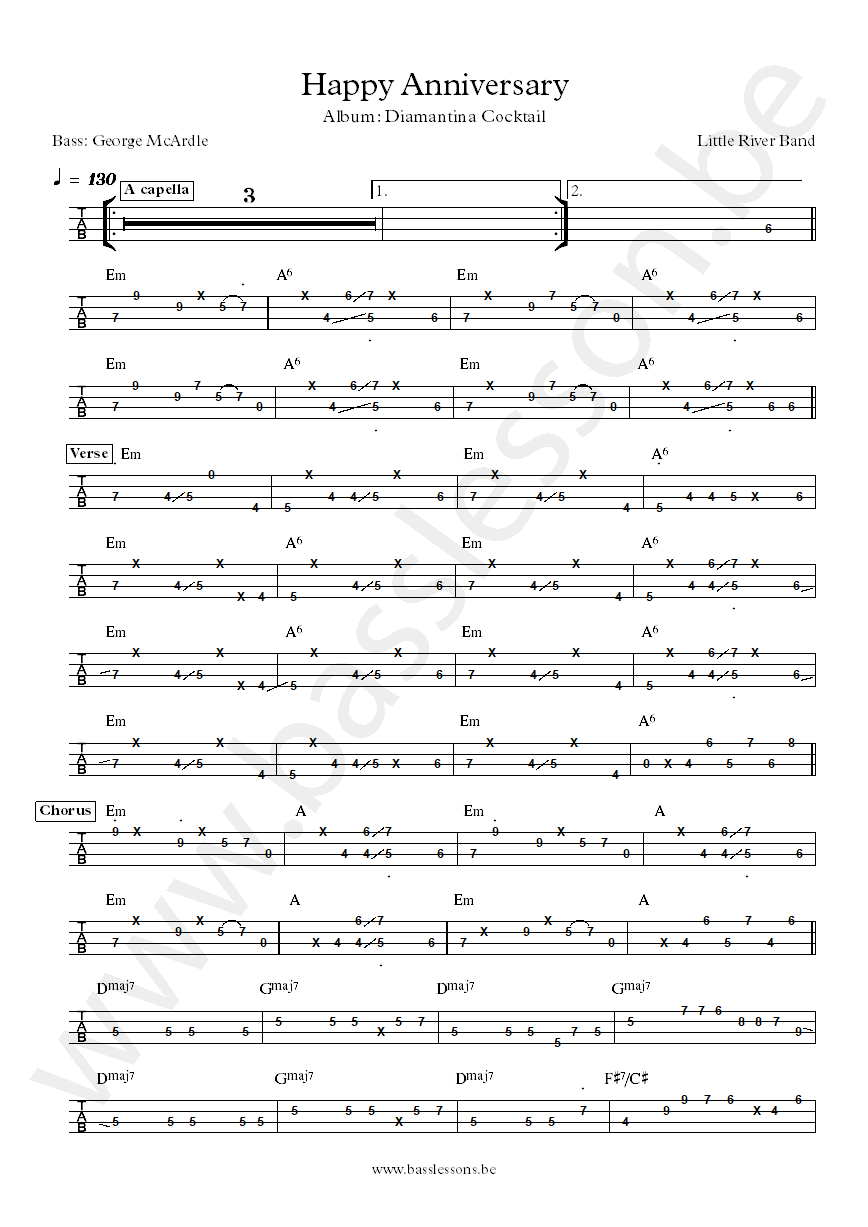 Little Rive r Band Happy anniversary bass tab