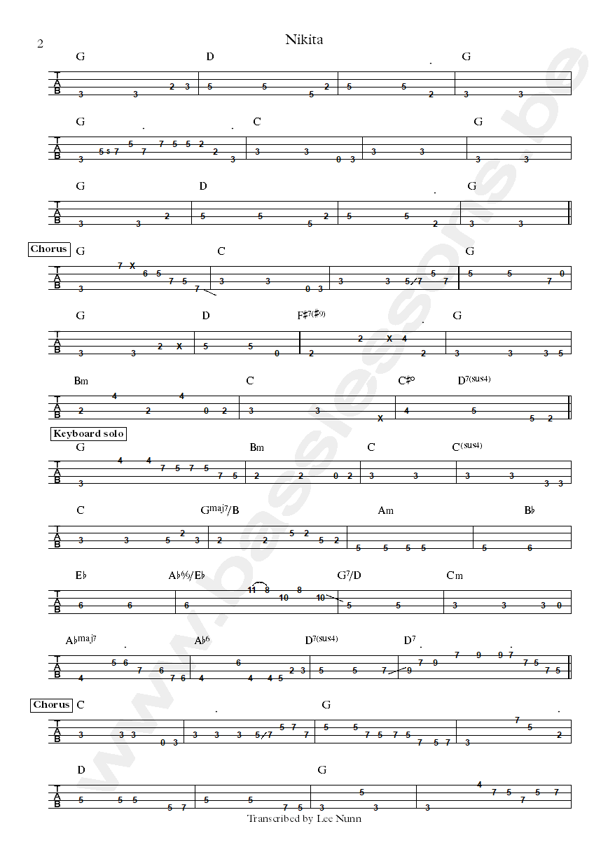 lton John Nikita David Paton bass tab part 2
