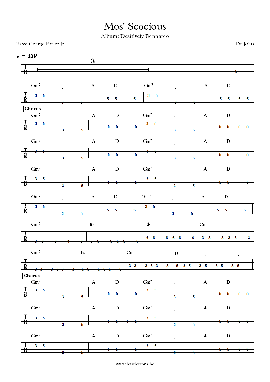 Dr. John Mos Scocious George Porter Jr. bass tab