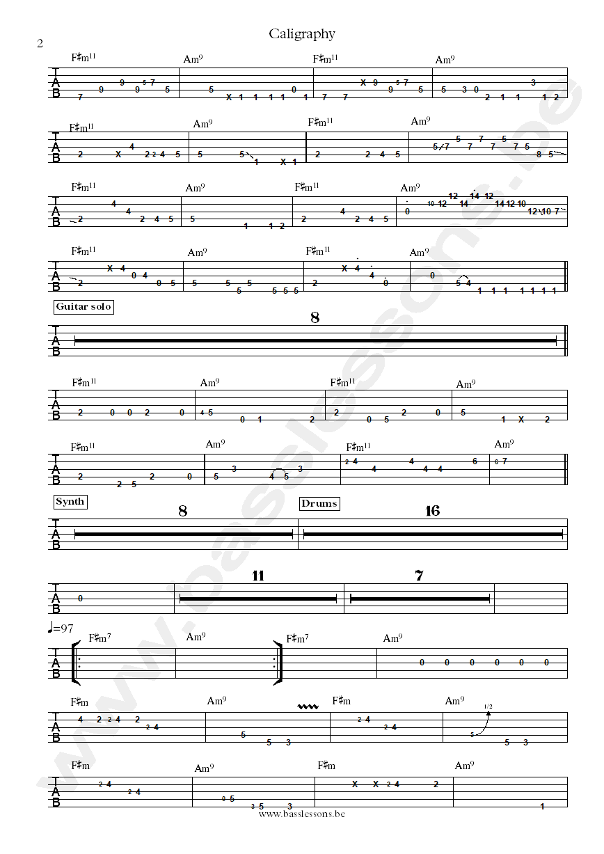 yussef kamaal Calligraphy bass tab part 2