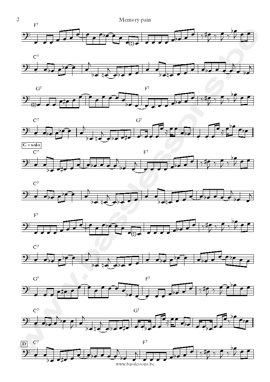 Johnny Winter Memory pain Tommy Shannon bass transcription part 2