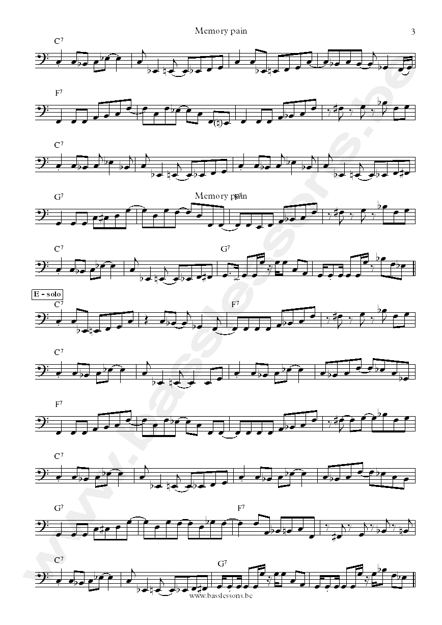 Johnny Winter Memory pain Tommy Shannon bass transcription part 3