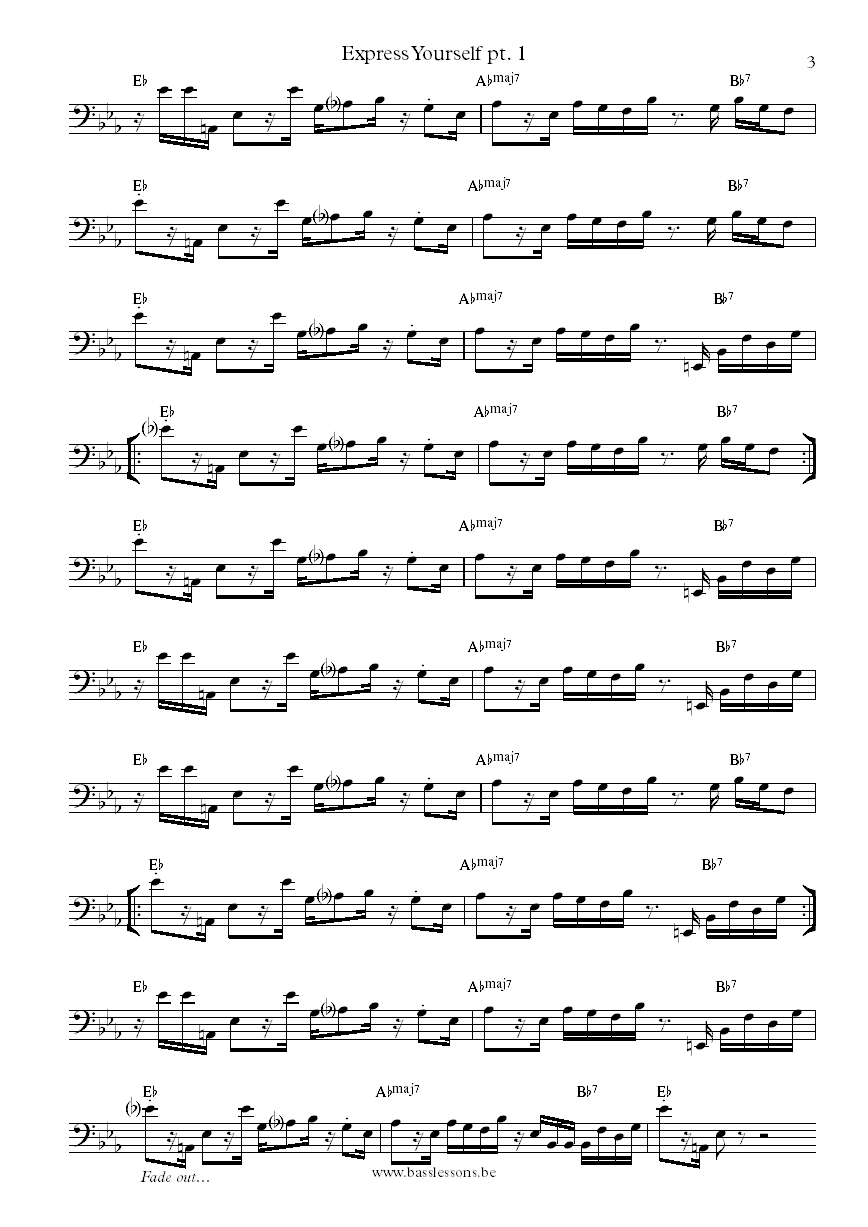 Charles Wright Express yourself bass transcription part 3