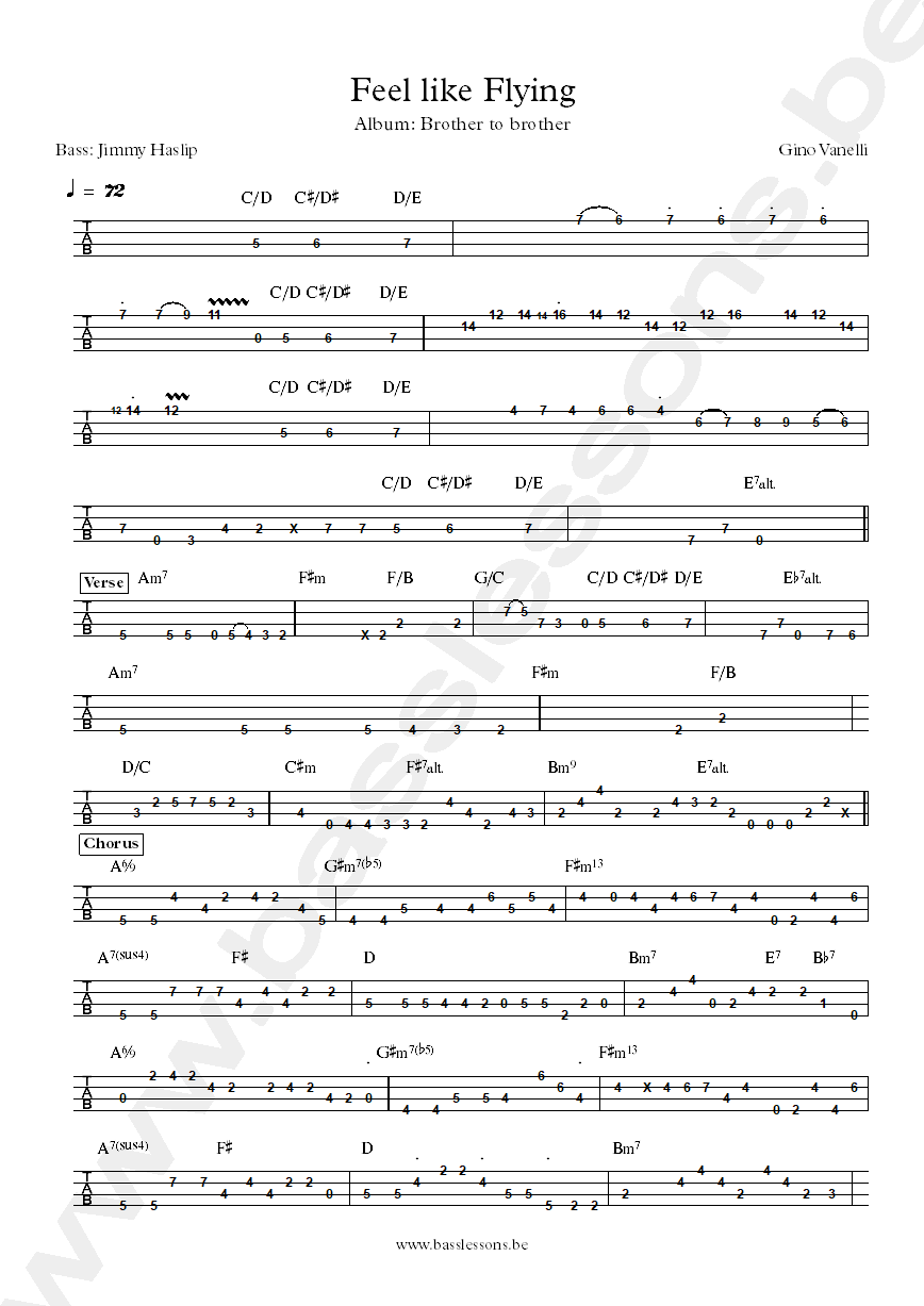 Gino Vanelli Feel like flying Jimmy Haslip bass tab