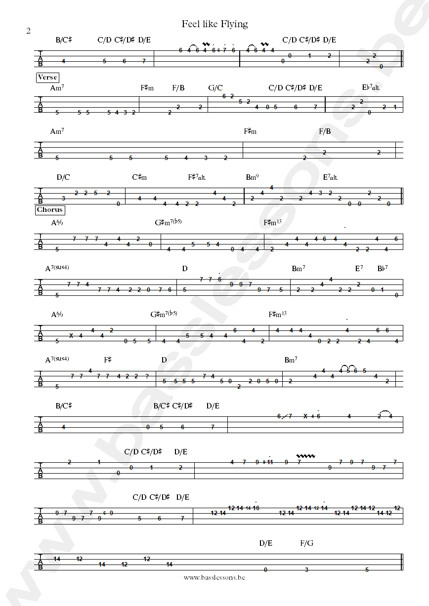 Gino Vanelli Feel like flying Jimmy Haslip bass tab par t2