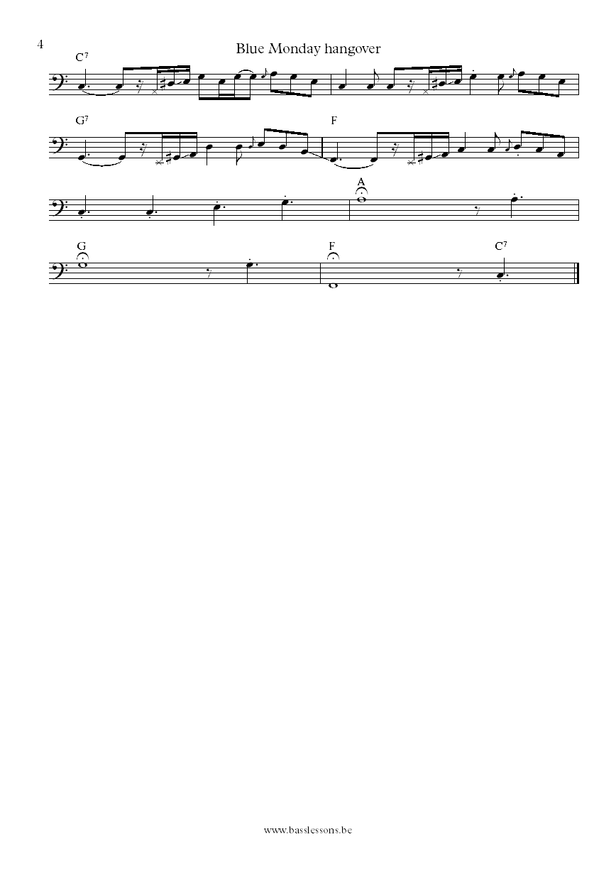 Allbert Collins Blue Monday hangover Johnny Gayden bass transcription par t4