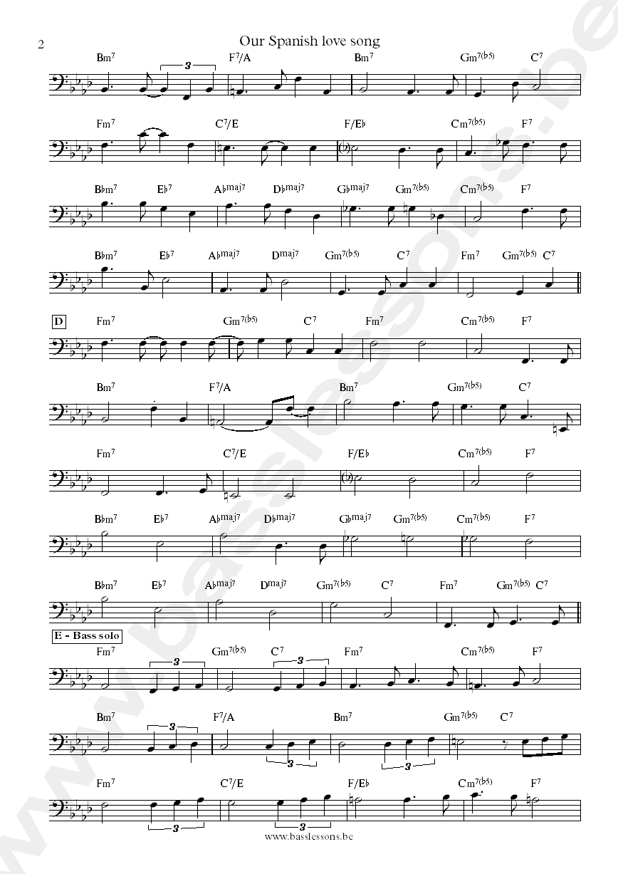 Charlie Haden and Pat Metheny Our Spanish love song bass transcription part 2