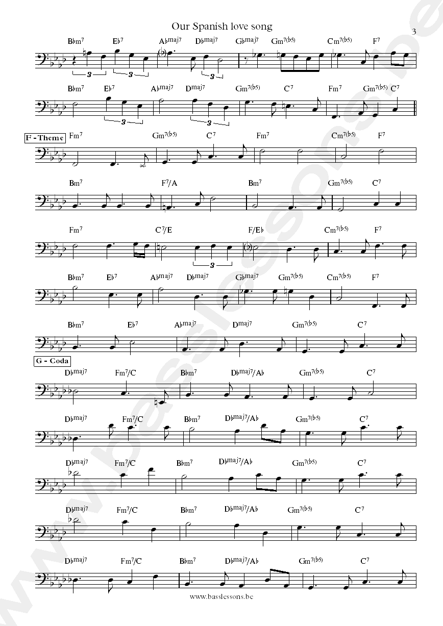Charlie Haden and Pat Metheny Our Spanish love song bass transcription part 3