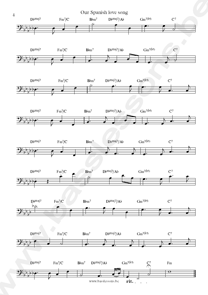 Charlie Haden and Pat Metheny Our Spanish love song bass transcription part 4