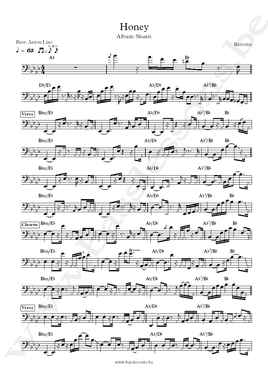 Raveena Honey Aaron Liao bass transcription
