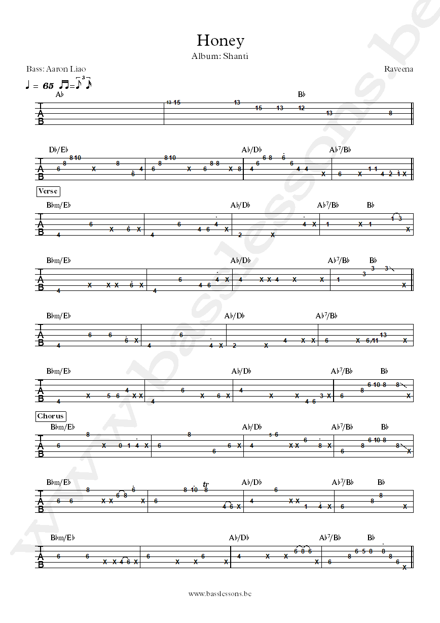 Raveena Honey Aaron Liao bass tab