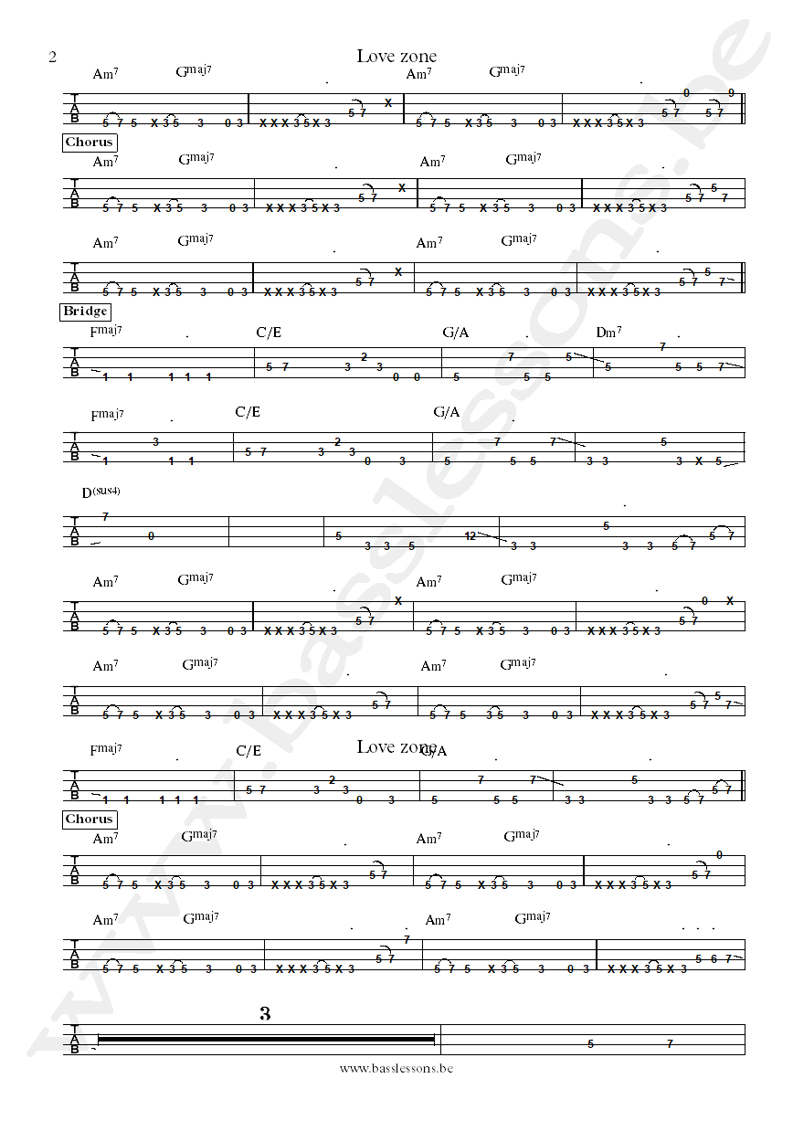 Billy Ocean love zone Wayne Braitwaite bass tab part 2