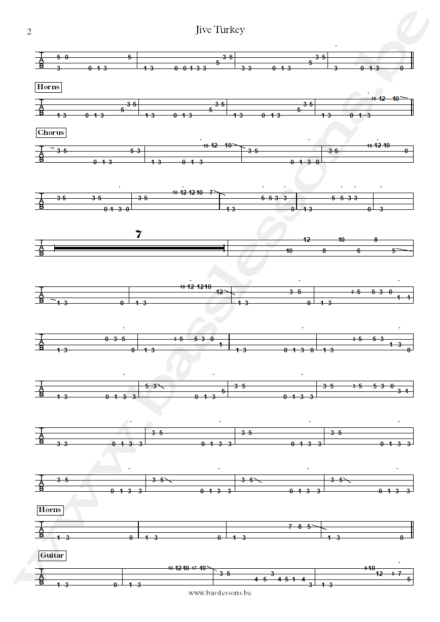 Ohio Players Jive turkey Marshall Jones bass tab part 2