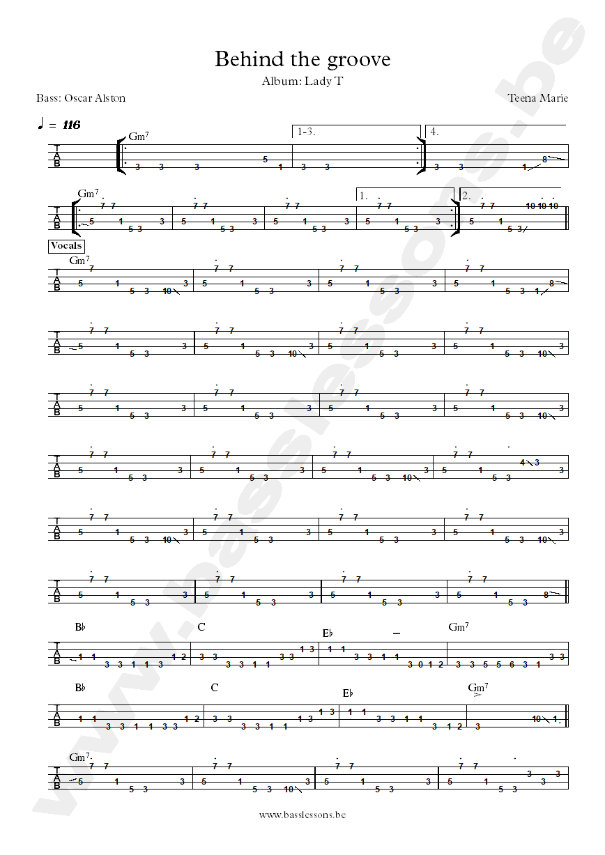 Teena Marie Behind the groove Oscar Alston bass tab