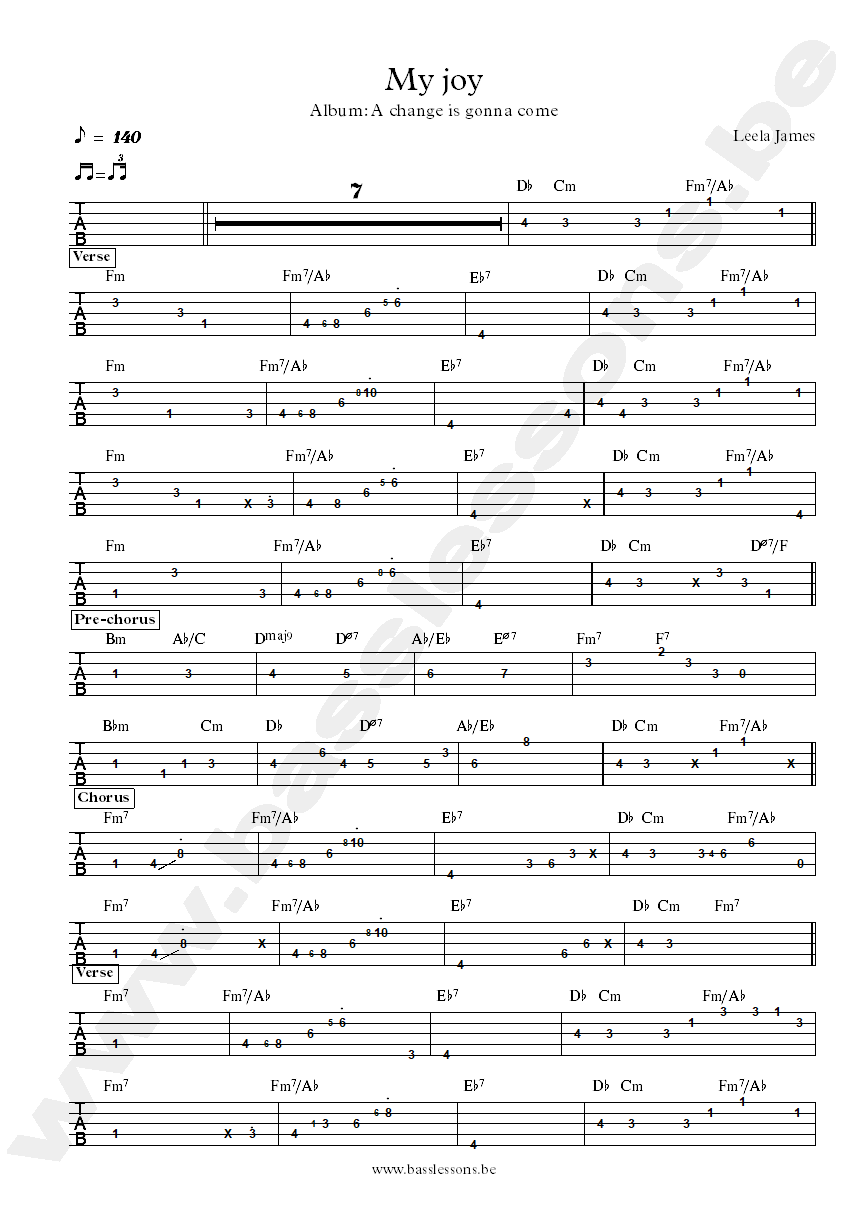 Leela James My joy bass tab