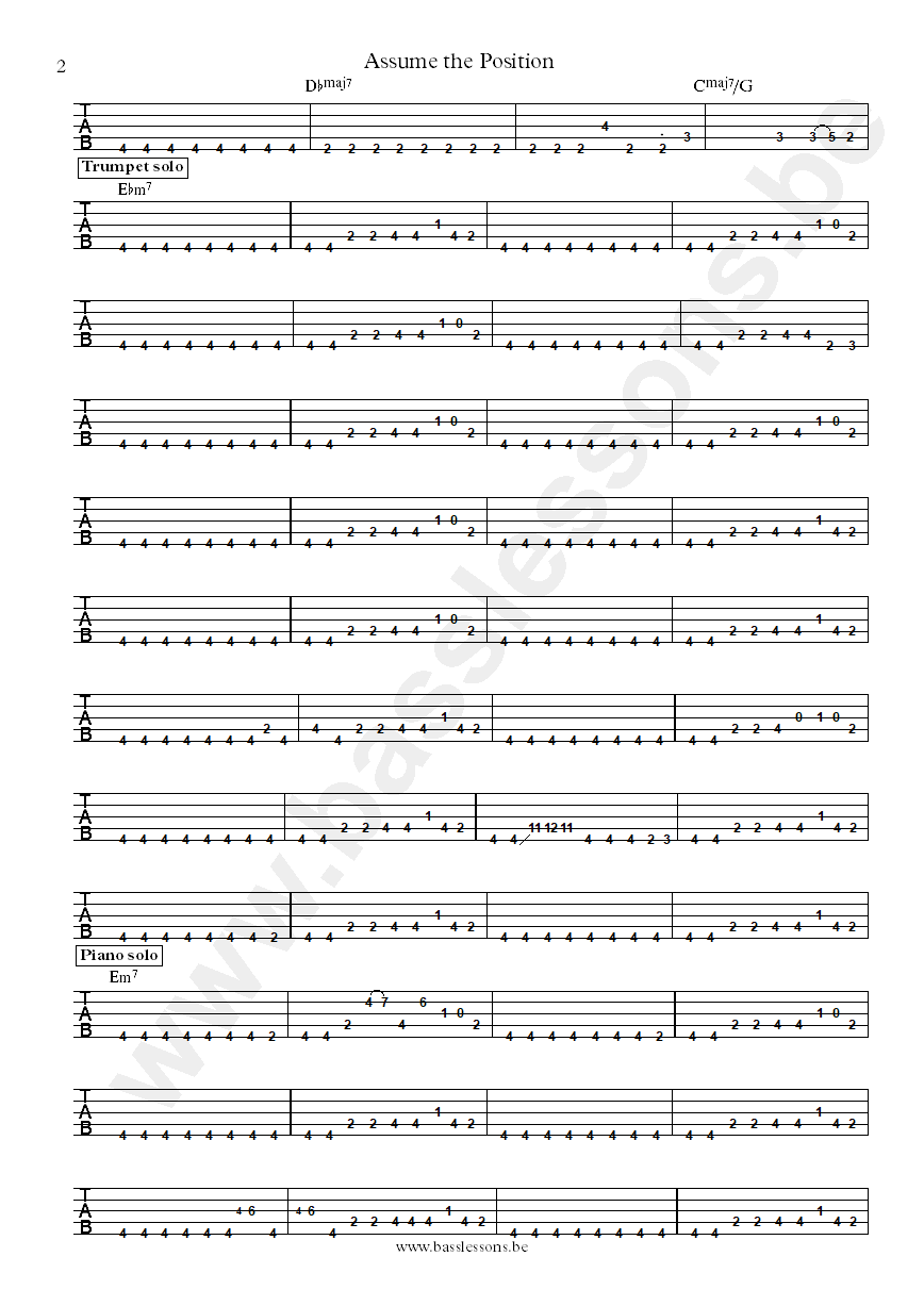 Lafayette Gilchrist Assume the position bass tab part 2