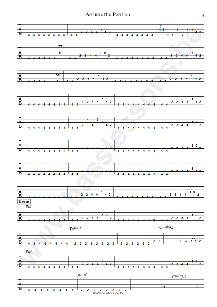 Lafayette Gilchrist Assume the position bass tab part 3