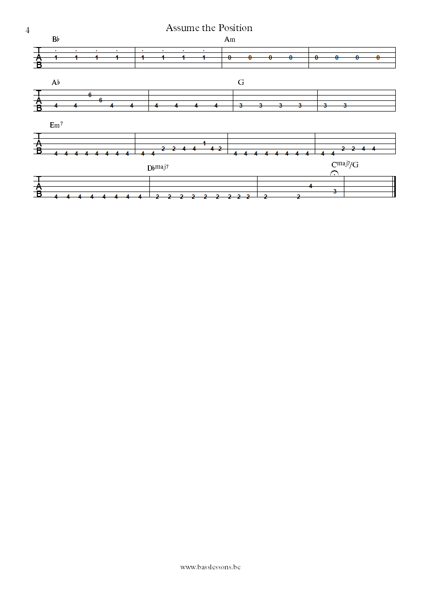 Lafayette Gilchrist Assume the position bass tab part 4