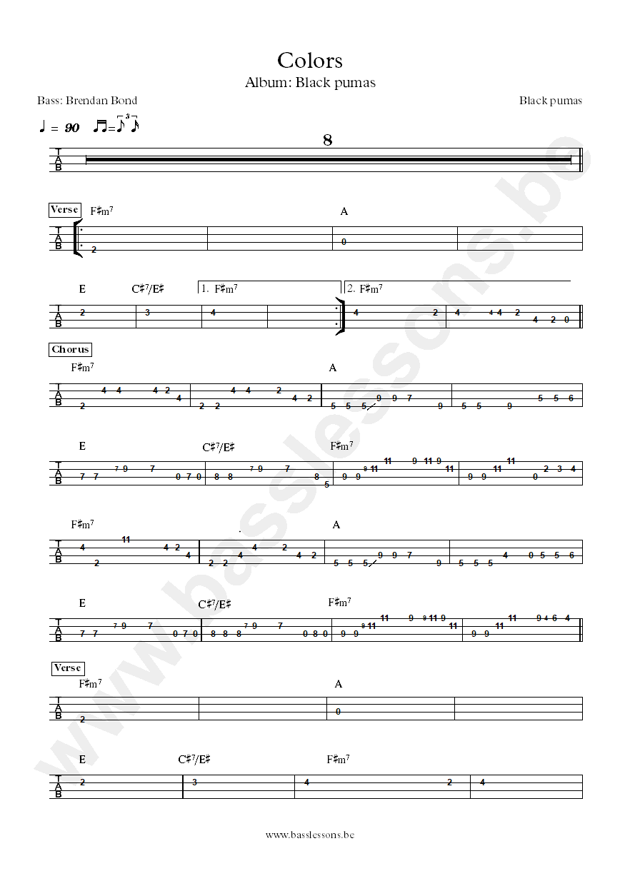 Black pumas colors Brendan Bond bass tab