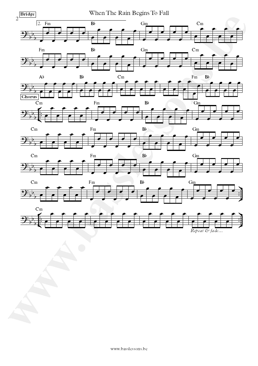 Jermaine Jackson and Pia Zadora When The Rain Begins To Fall bass transcription part 2