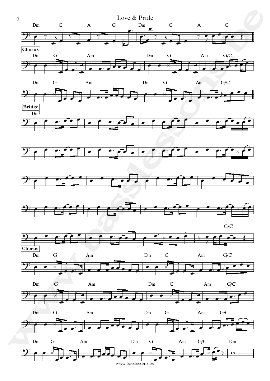 King Love and pride Anthony Wall bass transcription part 2