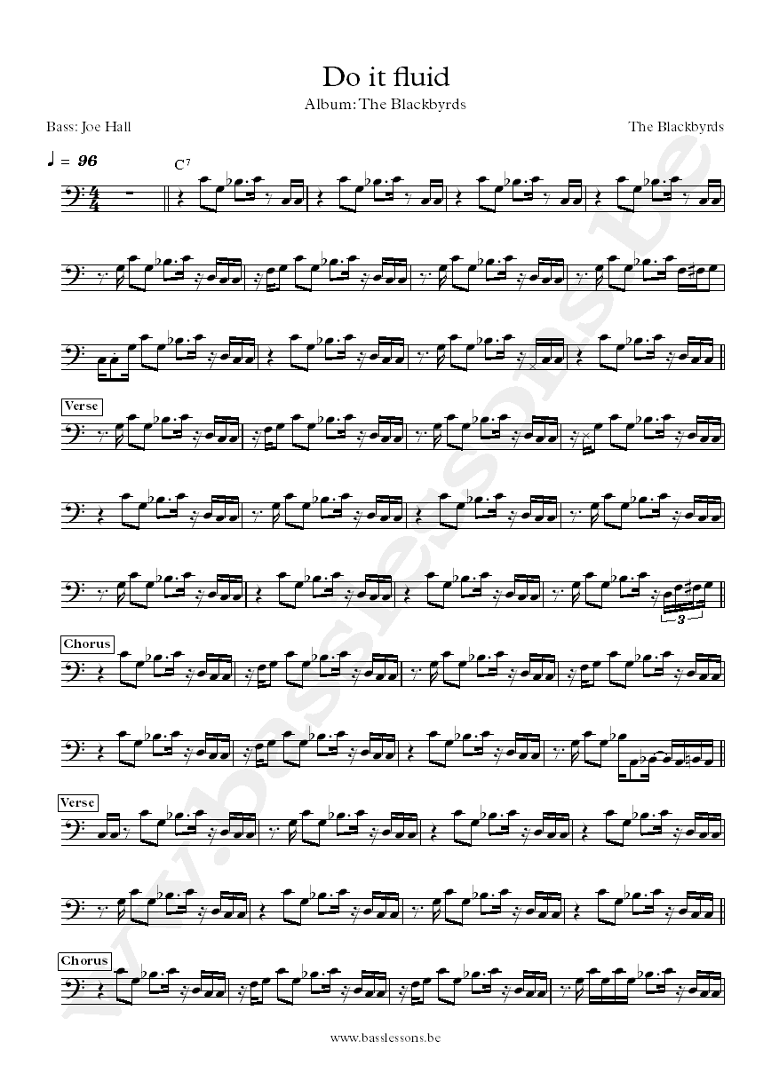 The Blackbyrds Do it fluid Joe Hall bass transcription