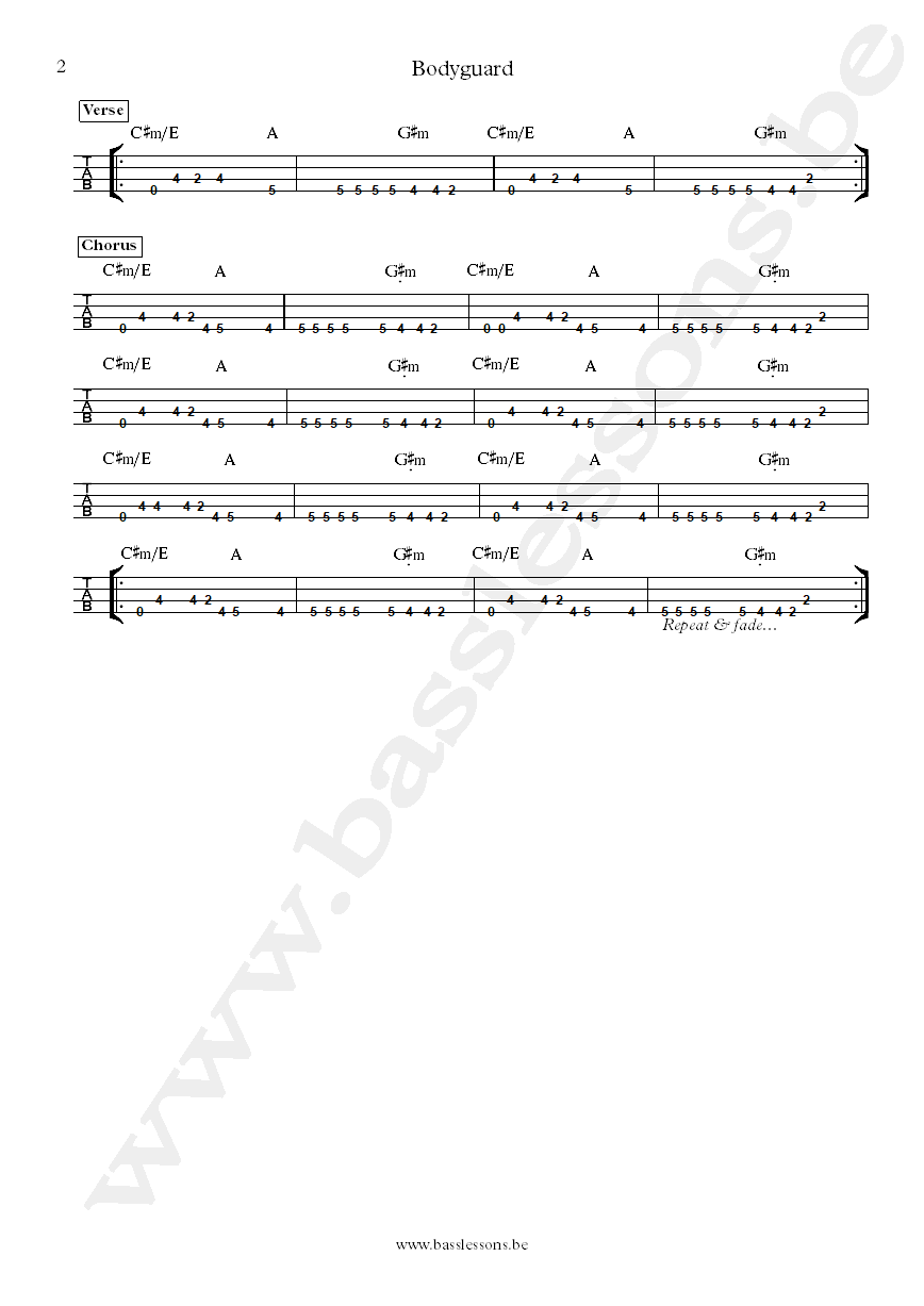 Steel Pulse BodyGuard Ronald McQueen bass tab part 2