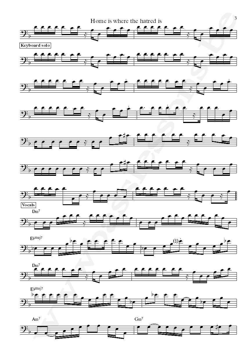 Gil Scott-Heron Home is where the hatred is Ron Carter bass transcription part 3