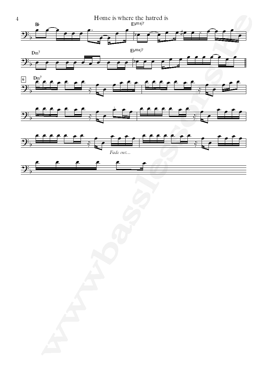 Gil Scott-Heron Home is where the hatred is Ron Carter bass transcription part 4