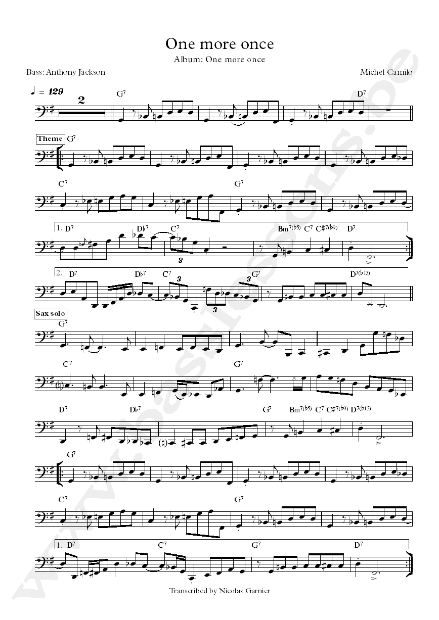 Michel Camilo One More Once Anthony Jackson bass transcription