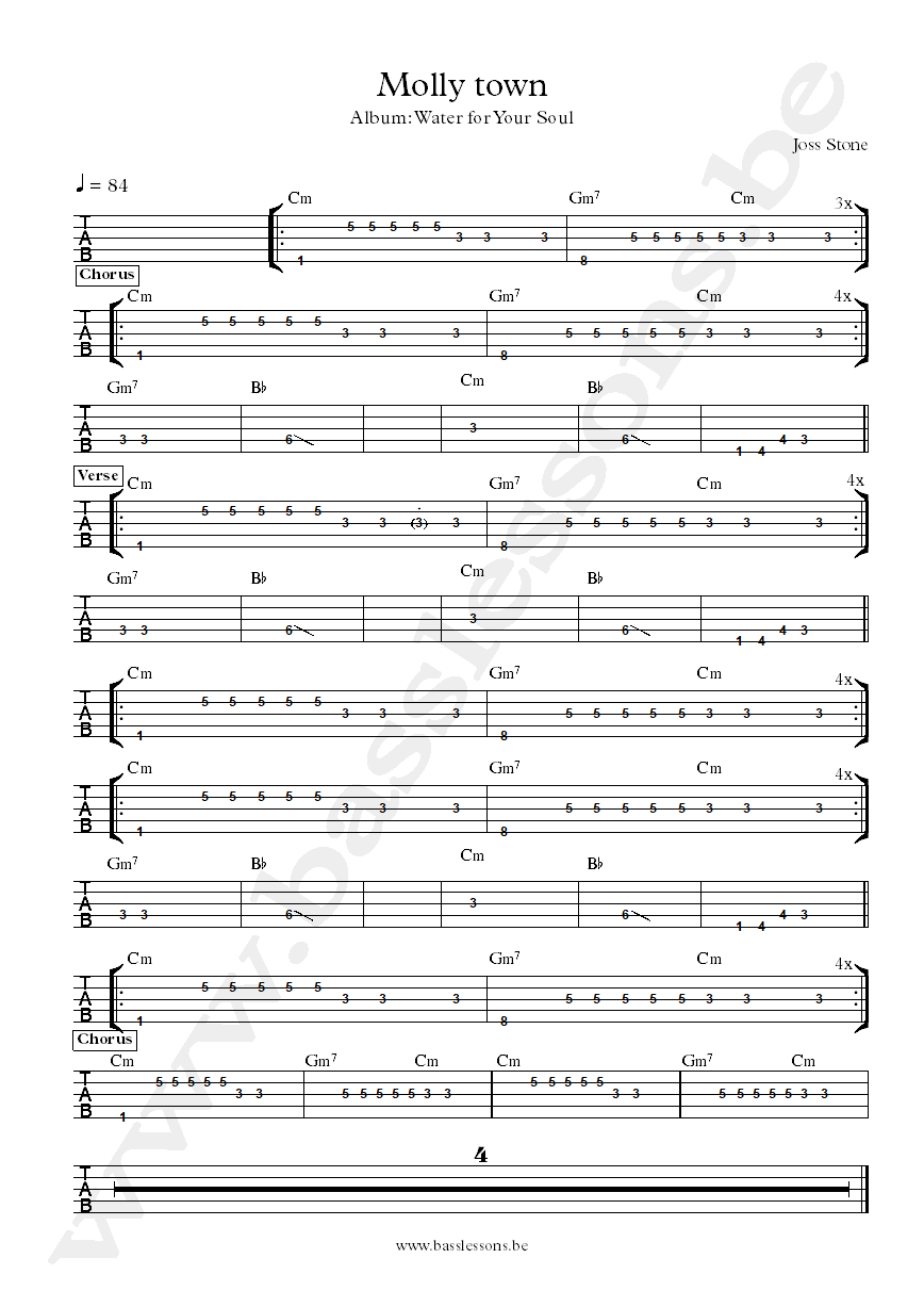 Joss Stone Molly Town bass tab