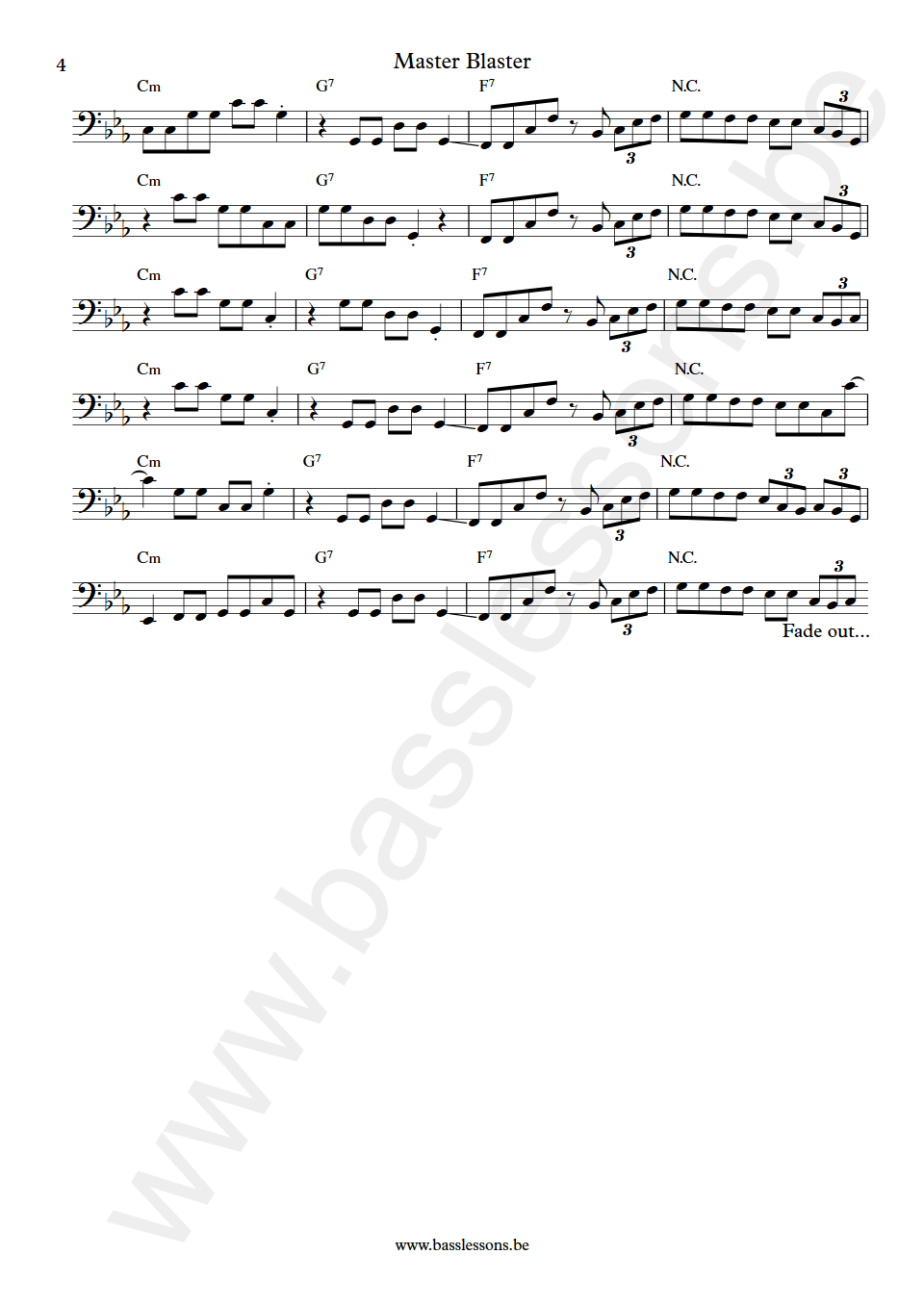 Stevie Wonder Master Blaster Nathan Watts Bass Transcription part 4