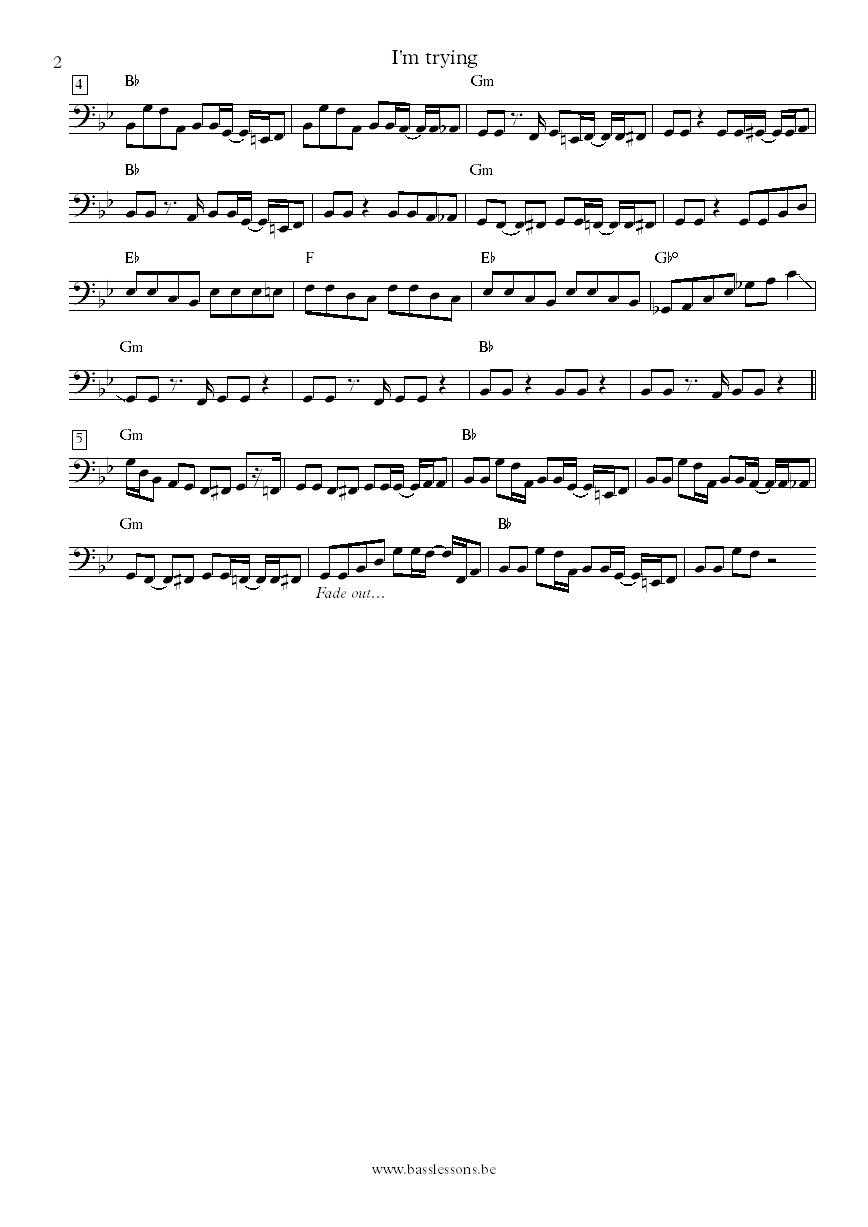 Johnnie Taylor Im trying Donald Duck Dunn bass transcription part 2