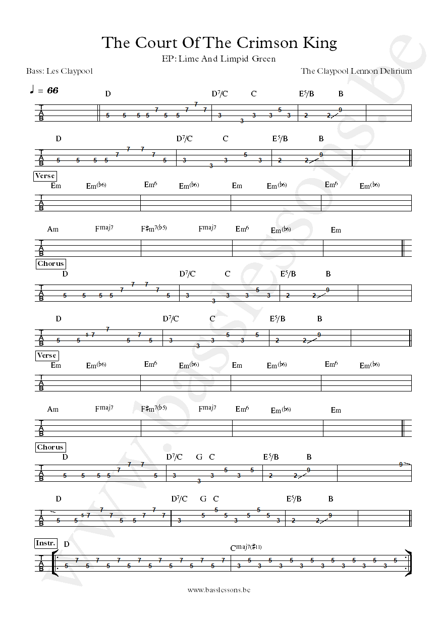 The Claypool Lennon Delirium The Court Of The Crimson King Les Claypool bass tab