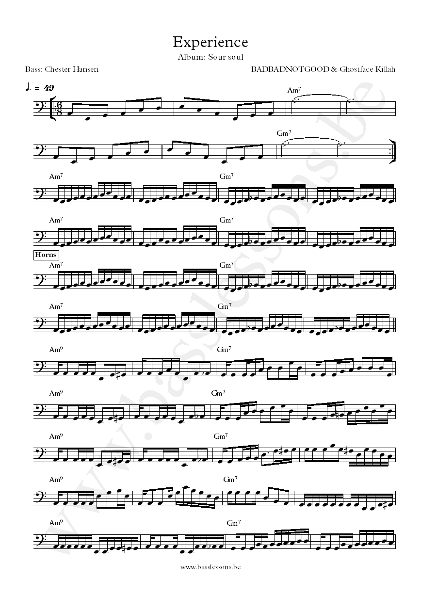 BADBADNOTGOOD  Ghostface Killah Experience  Chester Hansen bass transcription