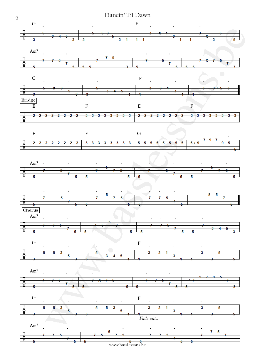 Lenny Kravitz Dancin Til Dawn bass tab part 2