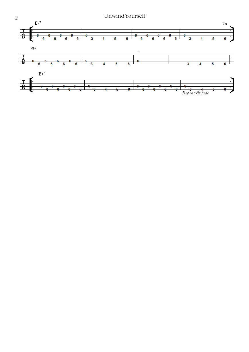 Marva Whitney Unwind Yourself bass tab part 2