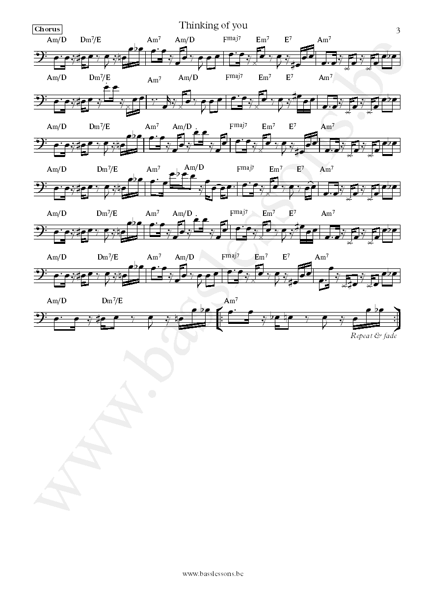 Lenny Kravitz Thinking of you bass transcription part 3