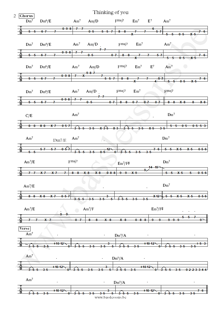 Lenny Kravitz Thinking of you bass tab part 2