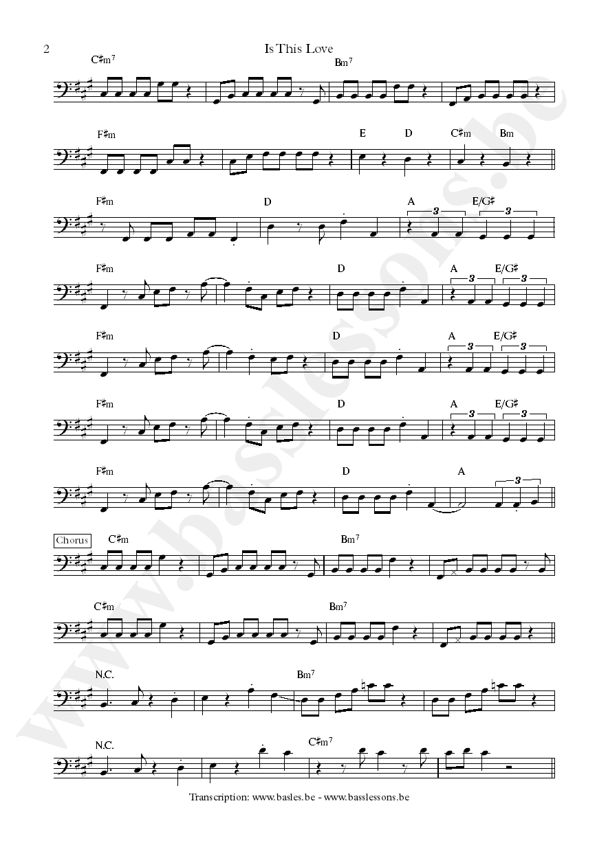 Bob Marley is this love bass transcription part 2