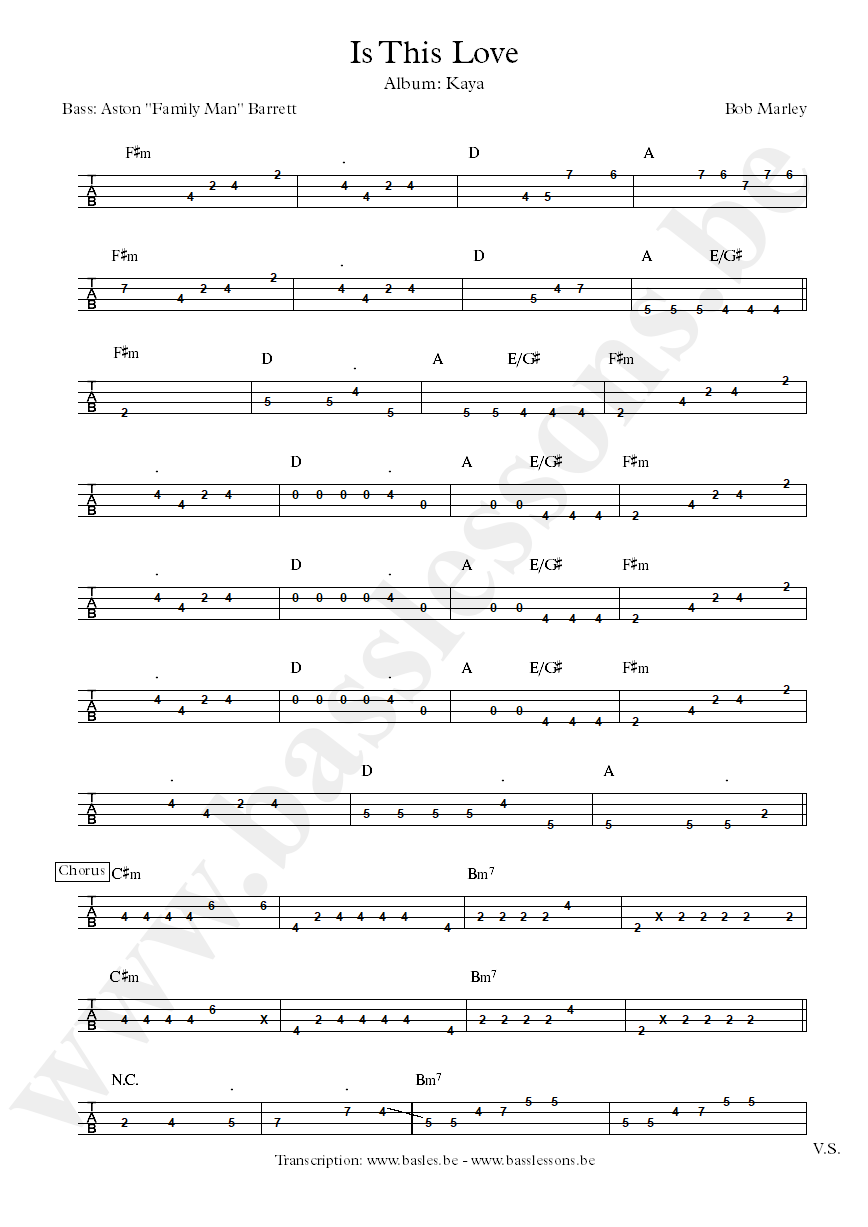 Bob Marley is this love bass tab