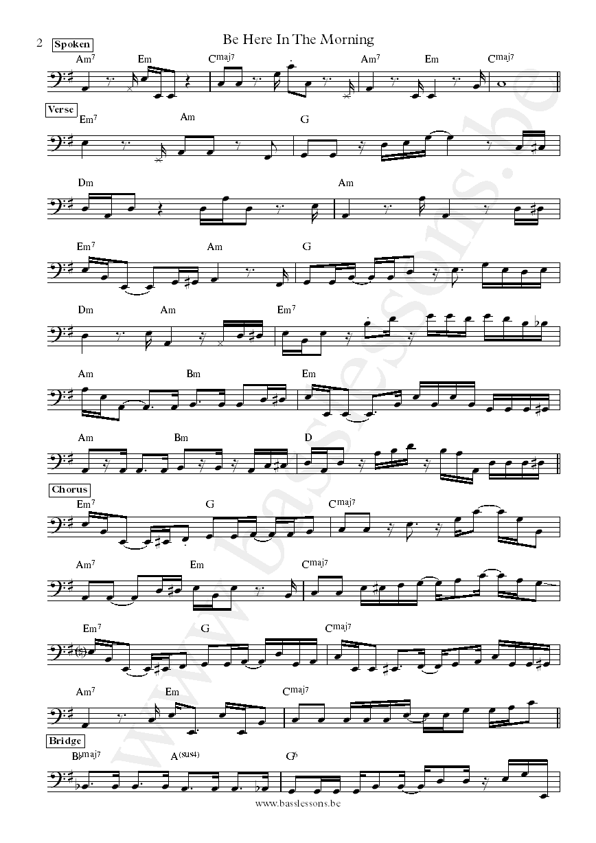 Joy Denalane Be Here In The Morning bass transcription part 2