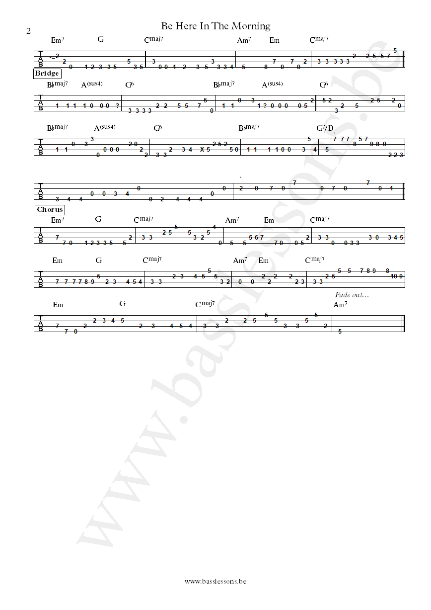 Joy Denalane Be Here In The Morning bass tab part 2