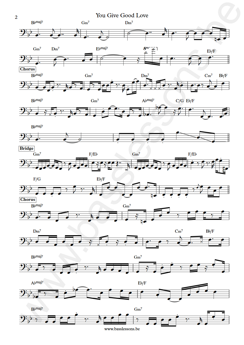 Whitney Houston You give good love bass transcription part 2