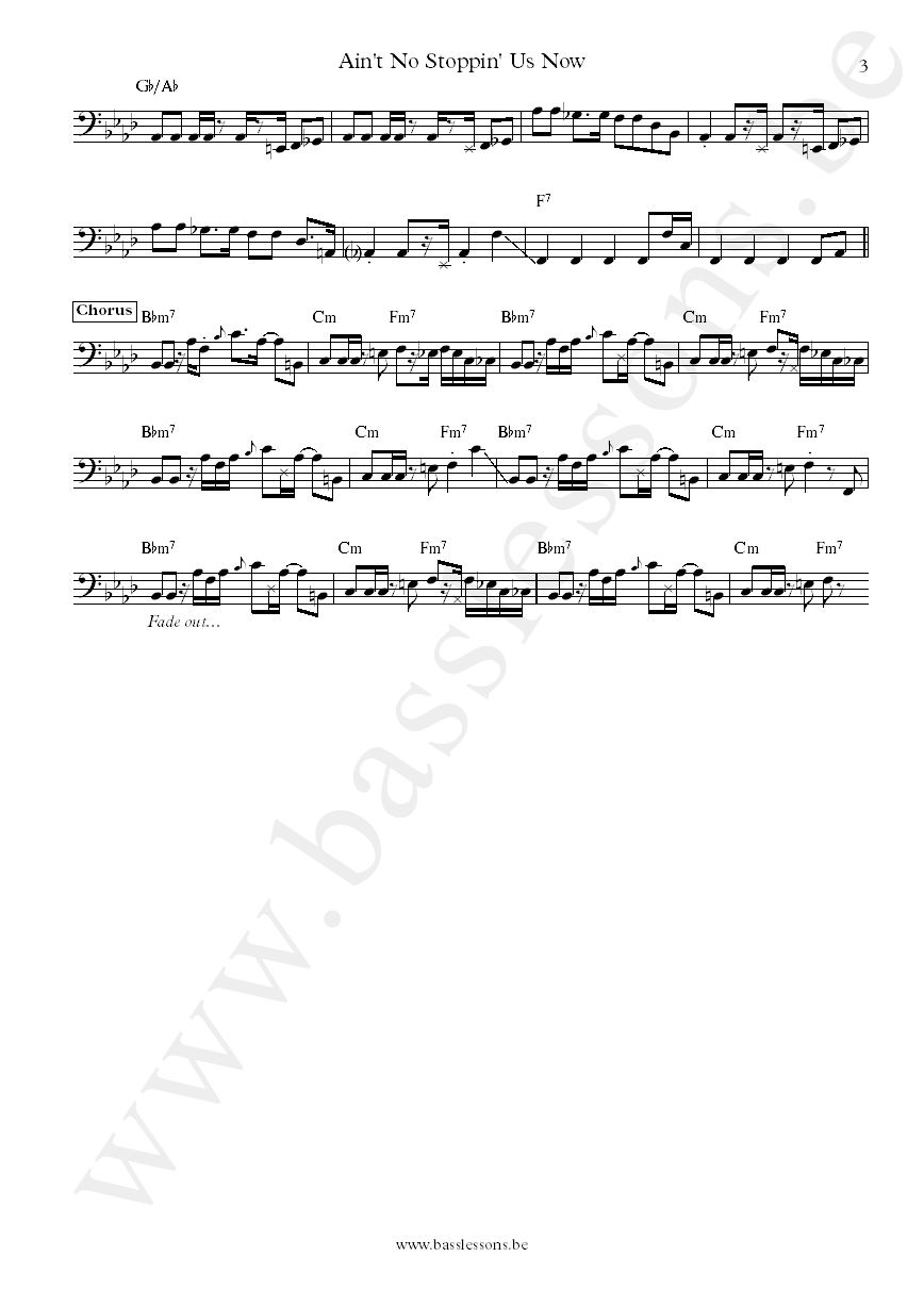 McFadden & Whitehead Ain't No Stoppin Us Now James Williams bass transcription part 3