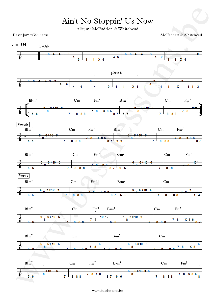 McFadden & Whitehead Ain't No Stoppin Us Now James Williams bass tab