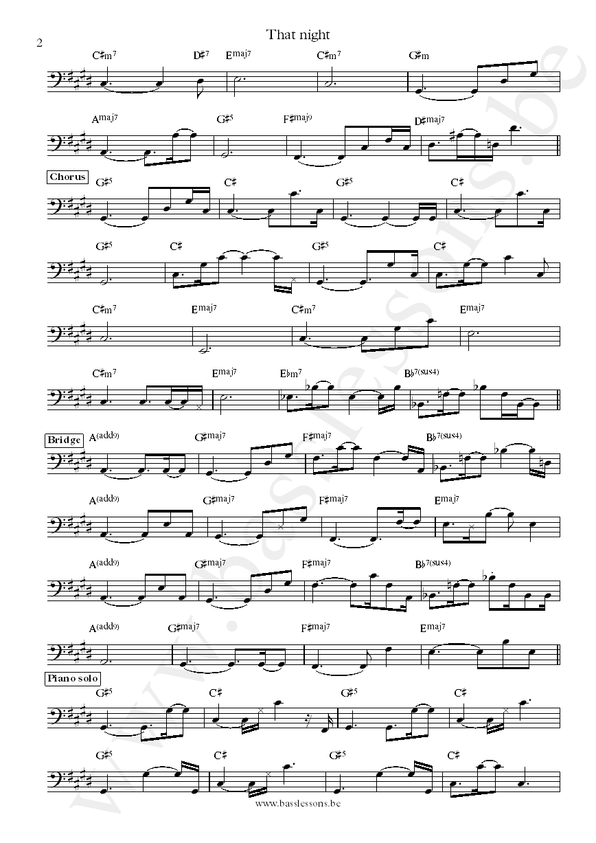 Jazzanova feat. Clara Hill That Night Paul Kleber bass transcription part 2