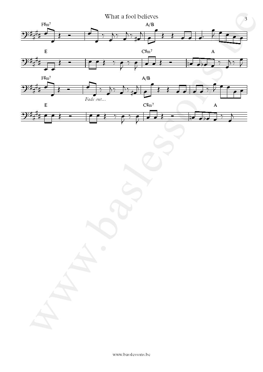 Doobie Brothers What a Fool Believes Tiran Porter bass transcription part 3